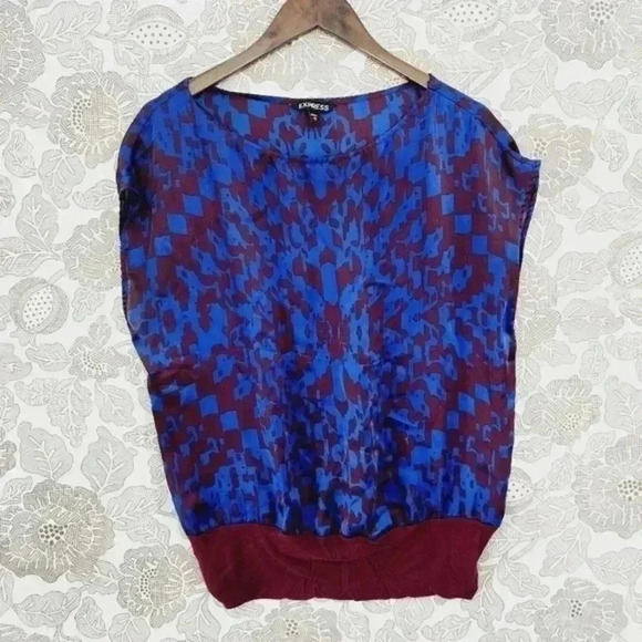 Express‎ Cap sleeve Pattern Chiffon Blouse M - Picture 1 of 7